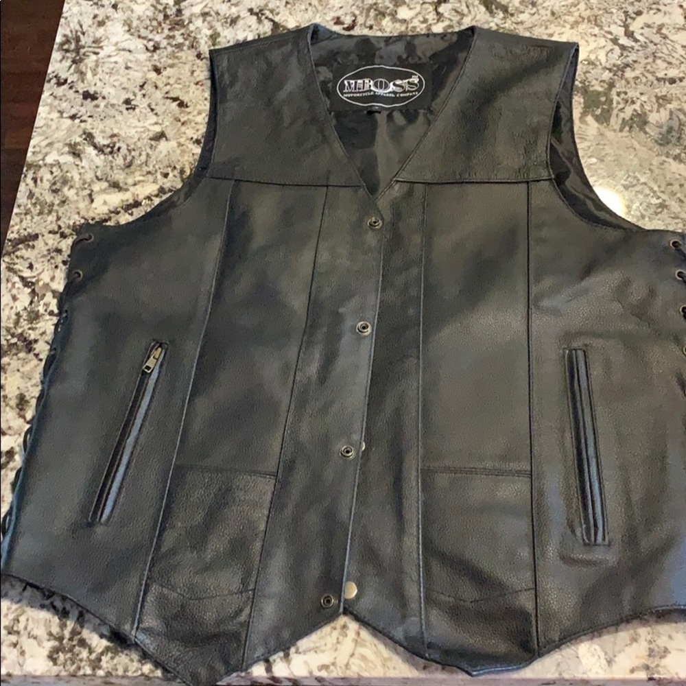 Genuine Leather Motorcycle Vest Sz XL